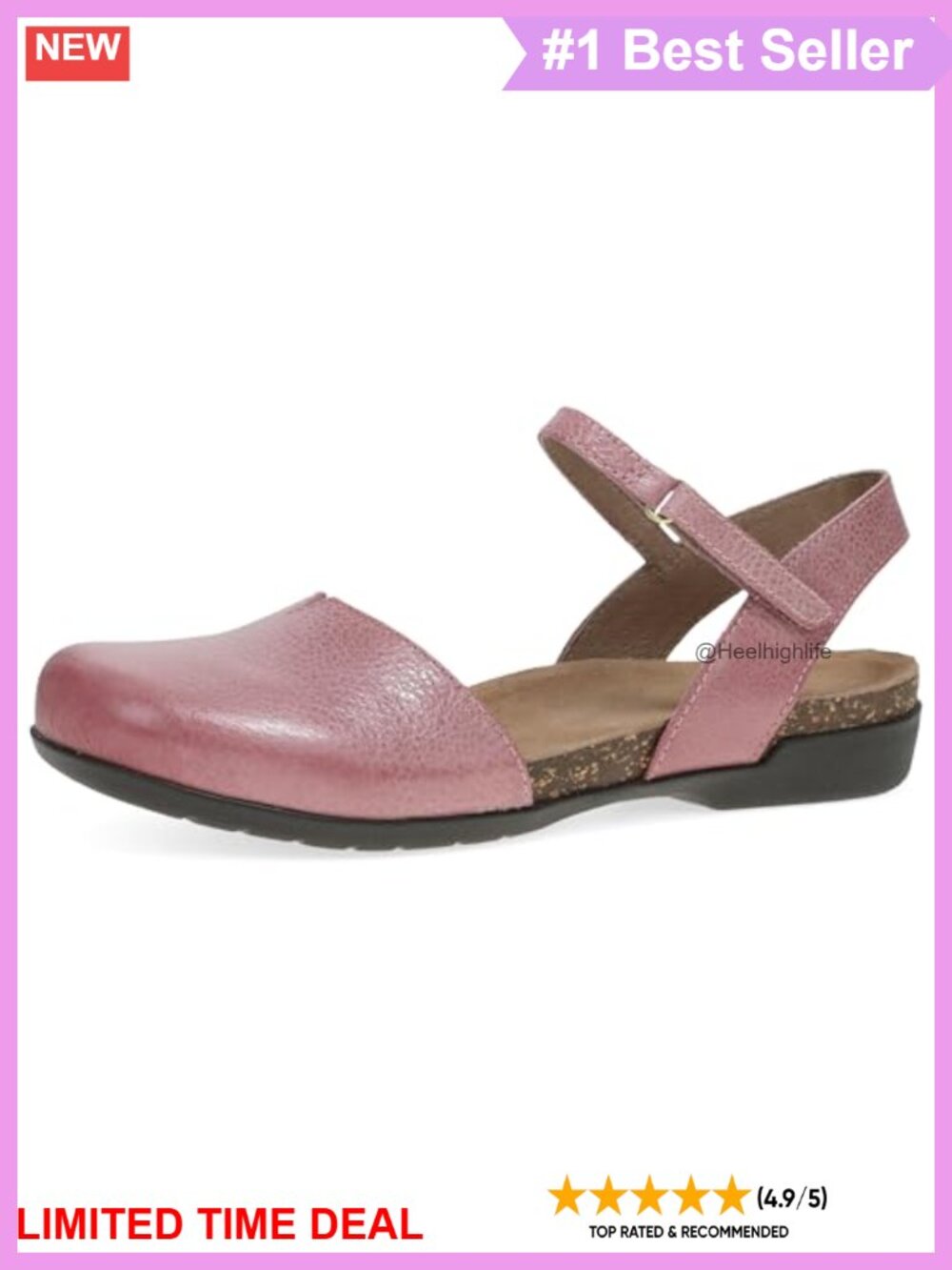Dansko Rowan Leather Sandal Closed Toe Adjustable Ankle Strap Comfort